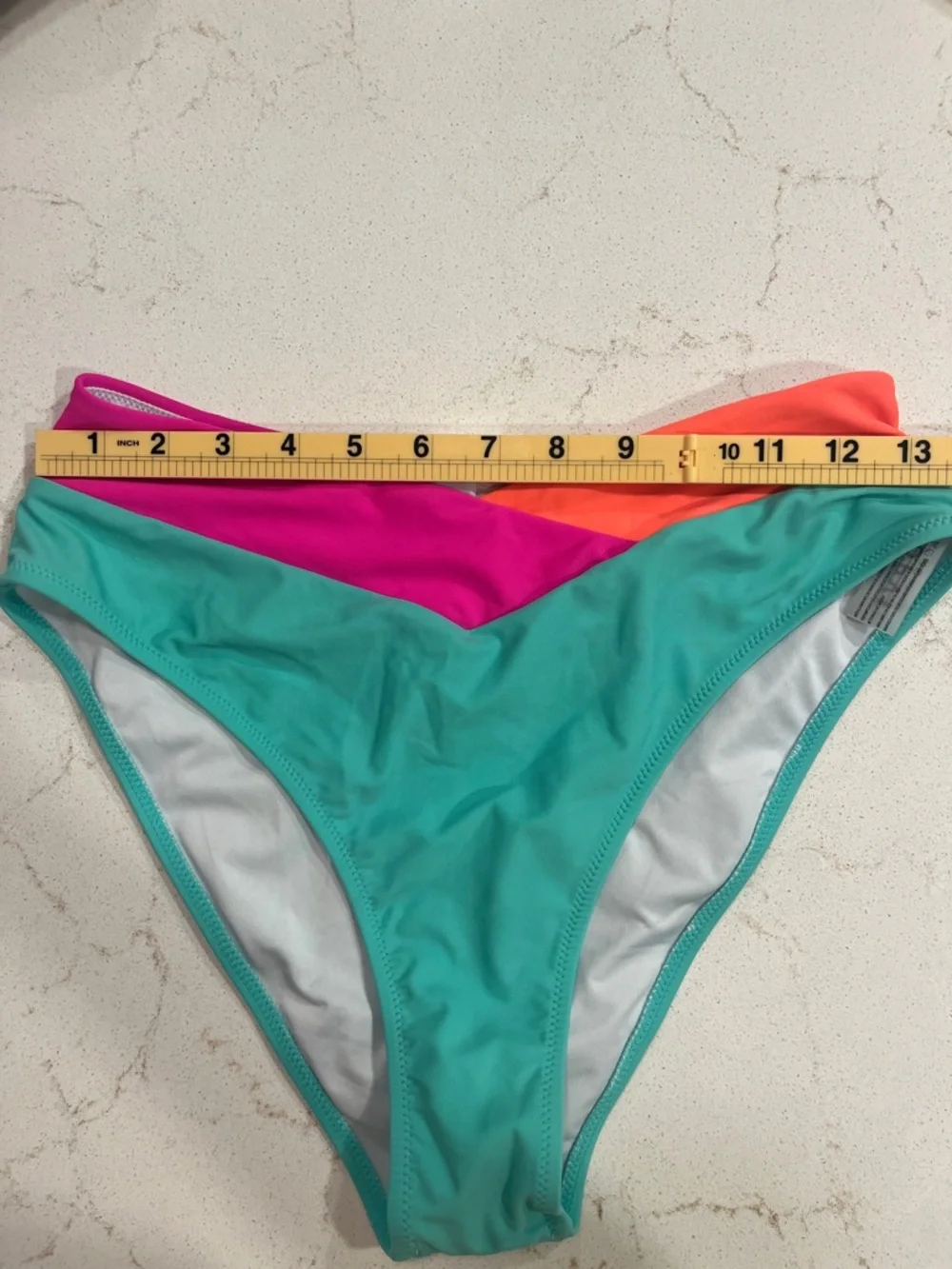 POPVIL Colorblock Teal Bikini Bottoms with Hot Pink & Coral Accents